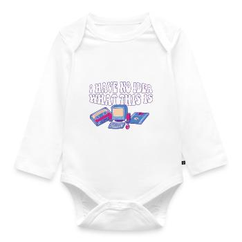 Funny Retro 70s 80s Throwback I Have No Idea What - Organic Longsleeve Baby Bodysuit - white - Front