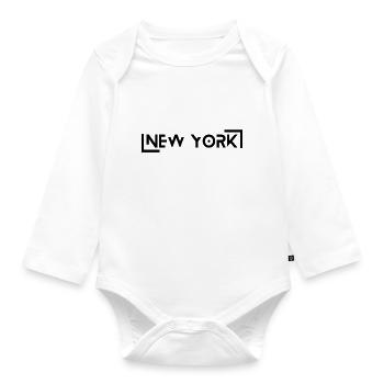 Future City Design – New York black - Organic Longsleeve Baby Bodysuit - white - Front