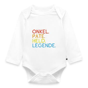 Bester Onkel - Pate - Held - Legende - Spruch - Baby Bio-Langarm-Body - Weiß - Vorne