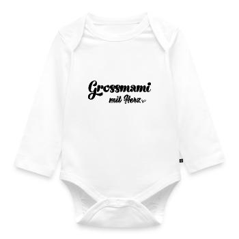 Grossmami mit Herz Oma Schweiz Grosi Schweizer Oma - Baby Bio-Langarm-Body - Weiß - Vorne