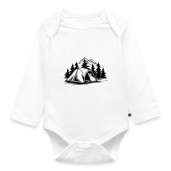 Camping Zelt Natur - Baby Bio-Langarm-Body - Weiß - Vorne