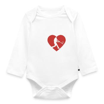 J'aime le baseball - Coeur - Hobby - Body Bébé bio manches longues - blanc - Devant