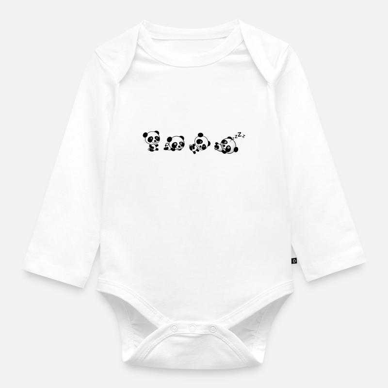 Wie Panda rolls-Panda Lover - Baby Bio-Langarm-Body - Weiß