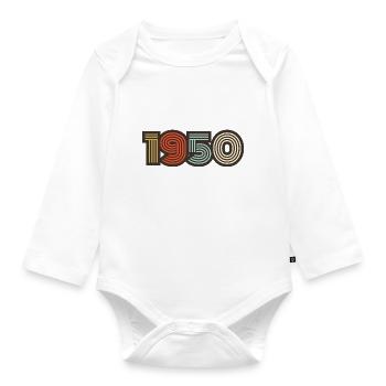 1950 Retro Jahrgang - Baby Bio-Langarm-Body - Weiß - Vorne