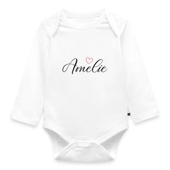 Amelie Name - Baby Bio-Langarm-Body - Weiß - Vorne