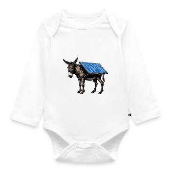 Solar - Donkey - Pack Animal, Pack Donkey, Solar Panel - Organic Longsleeve Baby Bodysuit - white - Front