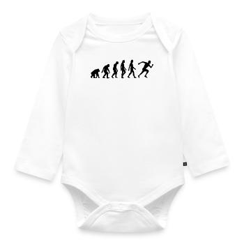 The Evolution of Running - Organic Longsleeve Baby Bodysuit - white - Front