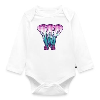 Elefant-paint your life1 - Organic Longsleeve Baby Bodysuit - white - Front