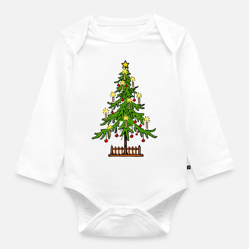 WEIHNACHTSBAUM - Baby Bio-Langarm-Body - Weiß