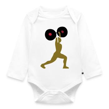 weight lifting - Organic Longsleeve Baby Bodysuit - white - Front
