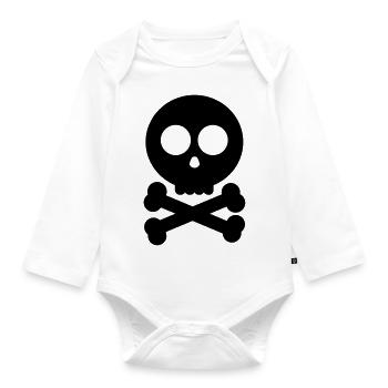 skull_face_f1 - Baby Bio-Langarm-Body - Weiß - Vorne