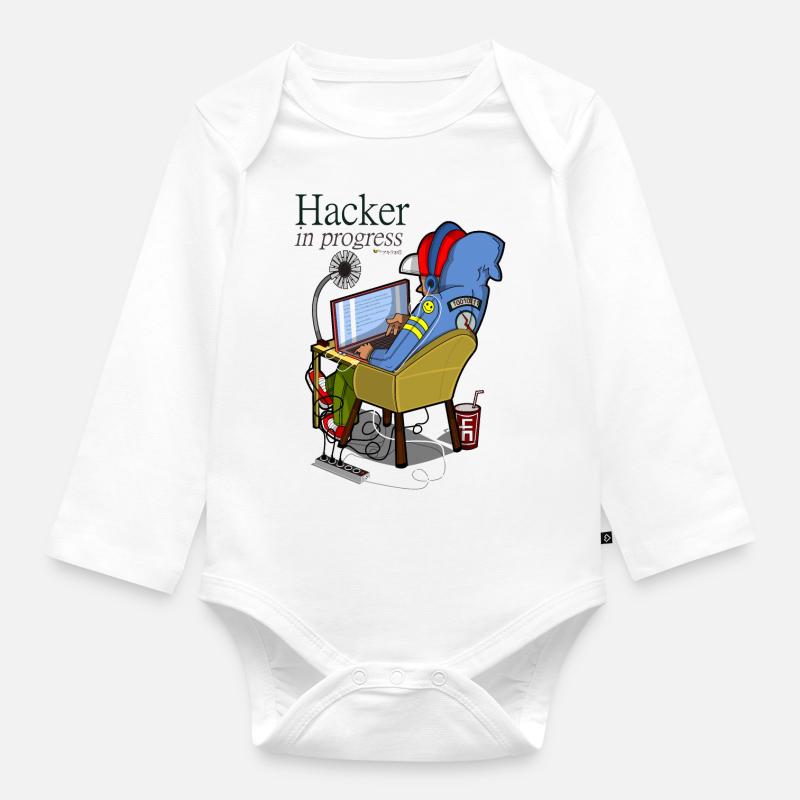 Hacker - Baby Bio-Langarm-Body - Weiß