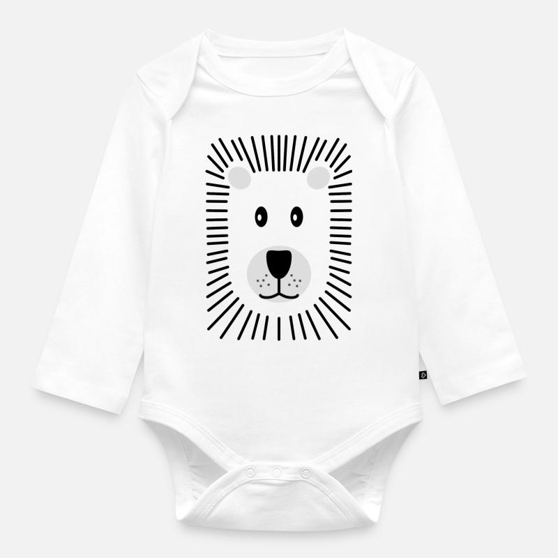 Löwe - Baby Bio-Langarm-Body - Weiß