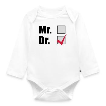 Doktortitel - Baby Bio-Langarm-Body - Weiß - Vorne