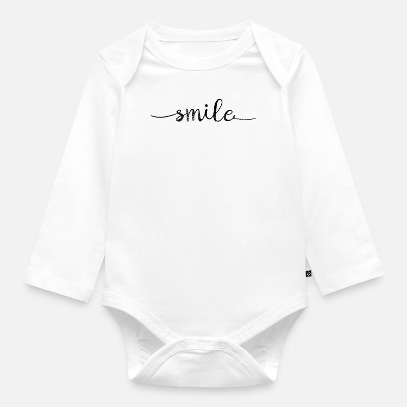 SMILE - Baby Bio-Langarm-Body - Weiß