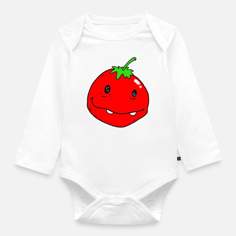 Tomate - Baby Bio-Langarm-Body - Weiß