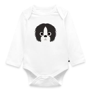 Chin - Japanese Chin - Organic Longsleeve Baby Bodysuit - white - Front