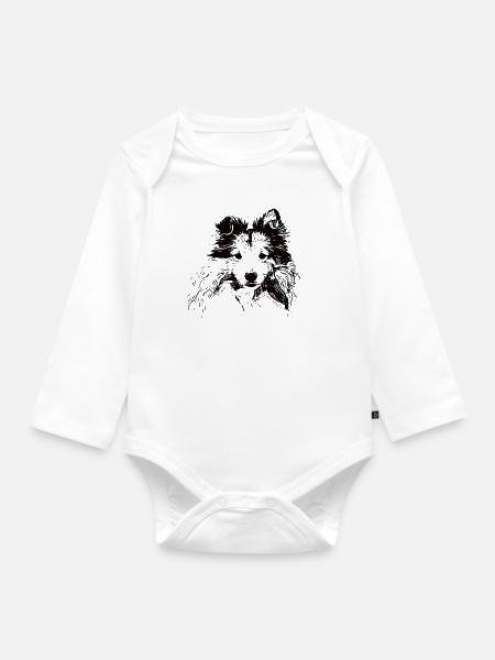 Shetland Sheepdog Sheltie - Baby Bio-Langarm-Body - Weiß