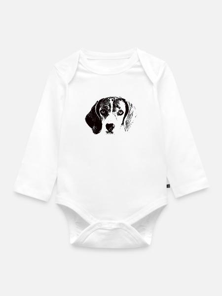 Beagle - Baby Bio-Langarm-Body - Weiß