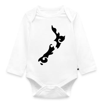 TATTOO tribal image of AOTEAROA NEW ZEALAND - Organic Longsleeve Baby Bodysuit - white - Front