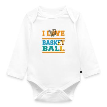 J'aime le joueur de basketball - Body Bébé bio manches longues - blanc - Devant