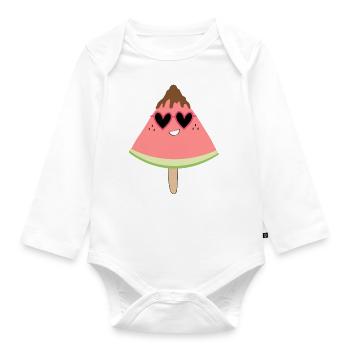 watermelon summer - Organic Longsleeve Baby Bodysuit - white - Front