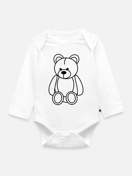 Teddybär - Baby Bio-Langarm-Body - Weiß