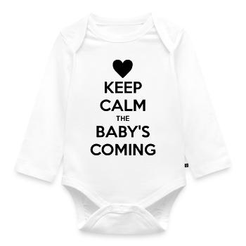 keep calm baby - Baby Bio-Langarm-Body - Weiß - Vorne