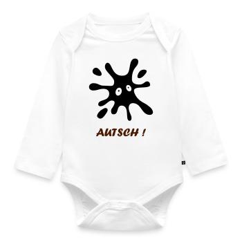 schwarzer Fleck mit Augen - Autsch - Baby Bio-Langarm-Body - Weiß - Vorne