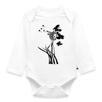 Pissenlit , été, printemps , papillon - Body Bébé bio manches longues - blanc - Devant