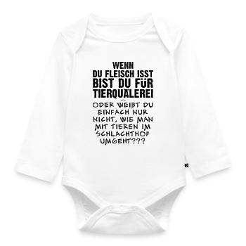 Veganer-Shirts gegen anti-veganes Bullshit-Bingo - Baby Bio-Langarm-Body - Weiß - Vorne