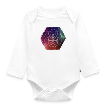 Heilige Geometrie - Samen des Lebens - Baby Bio-Langarm-Body - Weiß - Vorne