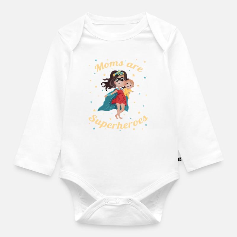 Super Mom - süßes Geschenk für Mama oder Baby - Baby Bio-Langarm-Body - Weiß
