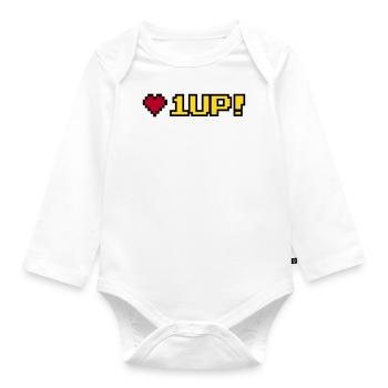 8-Bit 1UP - Organic Longsleeve Baby Bodysuit - white - Front