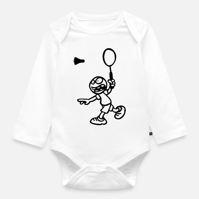 badminton - Baby Bio-Langarm-Body - Weiß