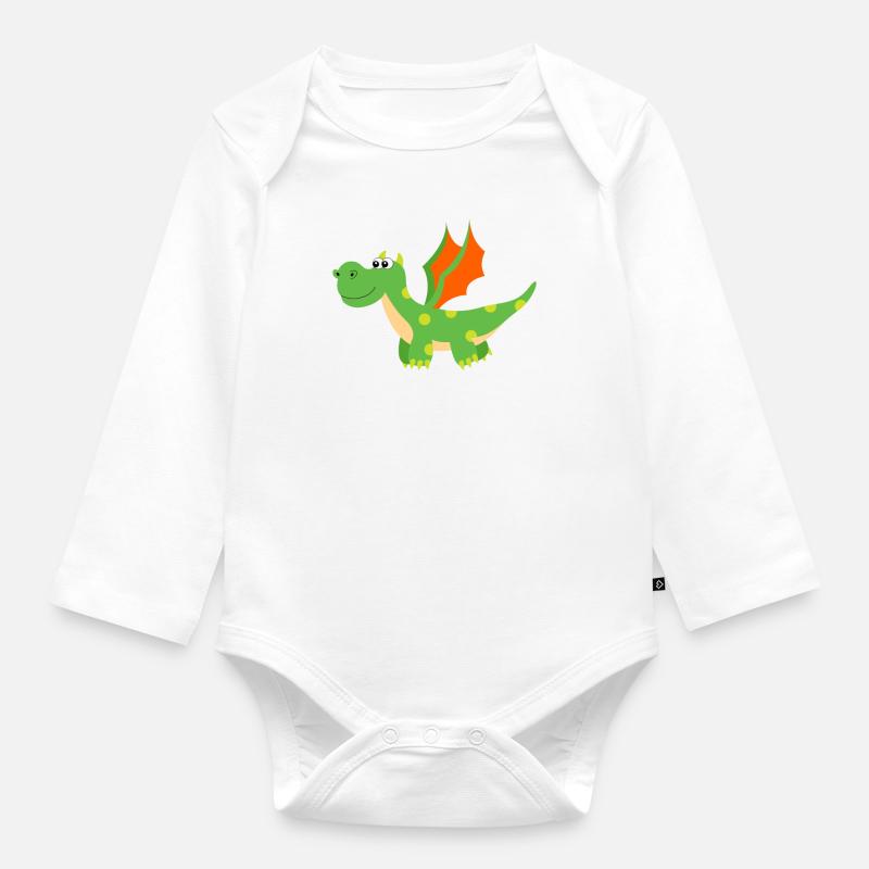 Drache - Baby Bio-Langarm-Body - Weiß