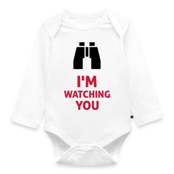 I'm Watching You - Baby Bio-Langarm-Body - Weiß - Vorne