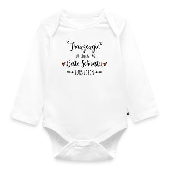 Trauzeugin Beste Schwester Dankeschön Geschenk - Baby Bio-Langarm-Body - Weiß - Vorne