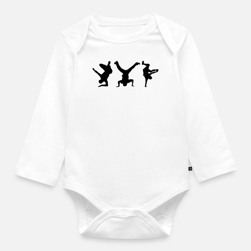 Breakdance - Body Bébé bio manches longues - blanc