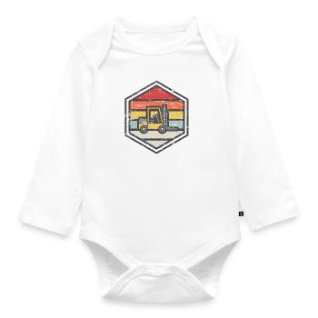 Retro Badge Forklift - Organic Longsleeve Baby Bodysuit - white - Front