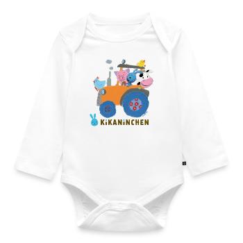 KiKANiNCHEN Ausflug Mit Traktor - Baby Bio-Langarm-Body - Weiß - Vorne