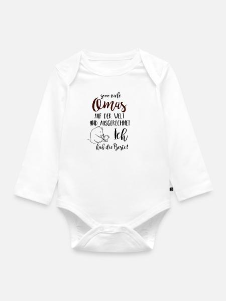 Baby Shirt Baby Body - So viele Omas auf der Welt - Baby Bio-Langarm-Body - Weiß
