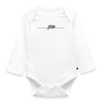 schlafende Katze - Baby Bio-Langarm-Body - Weiß - Vorne