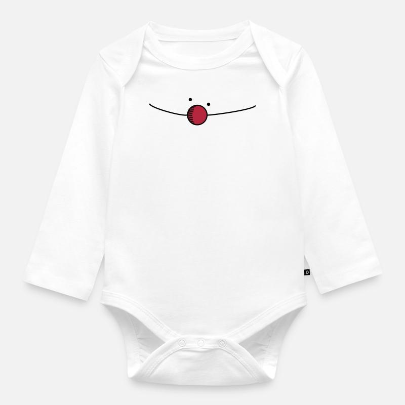 Pappnase Clown (b) - Baby Bio-Langarm-Body - Weiß