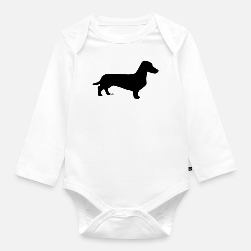 Short-haired dachshund silhouette - Organic Longsleeve Baby Bodysuit - white