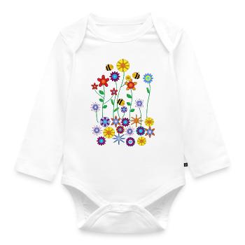 Blumen und Bienen - Baby Bio-Langarm-Body - Weiß - Vorne