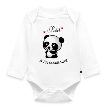 Petit panda à sa marraine - Body Bébé bio manches longues - blanc - Devant