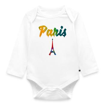 Pariser Hauptstadt - Baby Bio-Langarm-Body - Weiß - Vorne