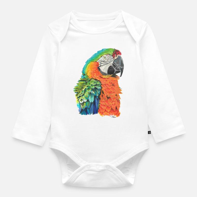 perroquet - Body Bébé bio manches longues - blanc