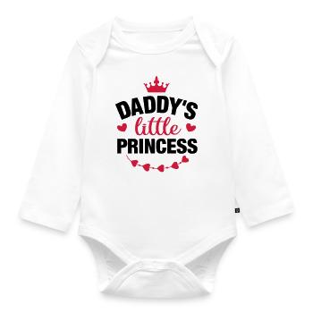 little princess father daughter dad daughters crown - Organic Longsleeve Baby Bodysuit - white - Front